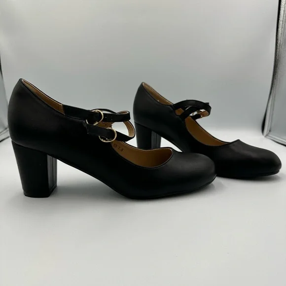Elegant Black Mary Jane Heels - Picture 9 of 14